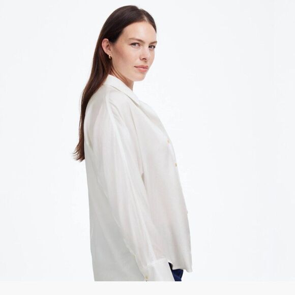 Madewell NT777 White Relaxed Dolman Button-Up Shirt NWT size xxs - Picture 3 of 10